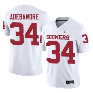 Men's Official OU #34 Adepoju Adebawore White Jersey 847800-345