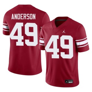 Throwback OU Sooners #49 Embroidery Ben Anderson Men Crimson Jersey 881383-161