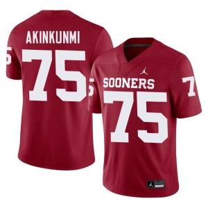 #75 Men Daniel Akinkunmi Crimson OU Sooners Stitched Jerseys 991987-667