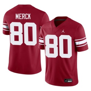 Throwback #80 OKLA Sooners Eli Merck Men Crimson Replica Jersey 460428-756
