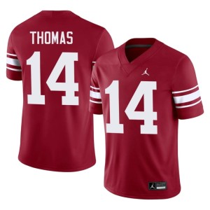 Throwback University #14 Elijah Thomas Crimson Men OKLA Jersey 744047-854