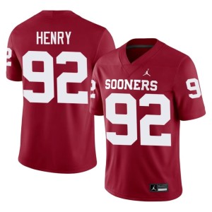 Football Men #92 OKLA Sooners Jacob Henry Crimson Jersey 901589-442