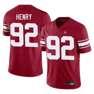 Throwback Crimson Jacob Henry Official #92 University of Oklahoma Sooners Men's Jersey 475645-110