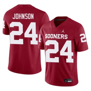 Player #24 Jacobe Johnson Crimson Men University of Oklahoma Sooners Jersey 266352-179