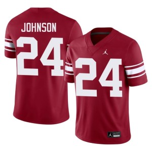Throwback Jacobe Johnson #24 Crimson College Men OU Sooners Jersey 605942-734