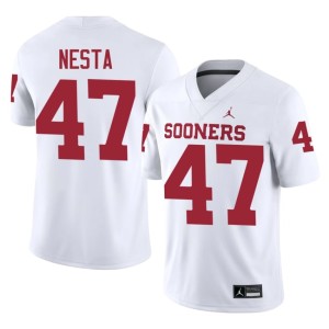Mens #47 James Nesta University of Oklahoma Sooners White High School Jerseys 295094-529