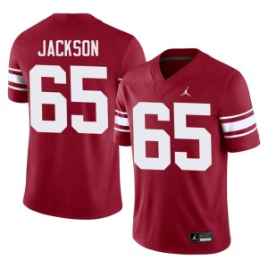Throwback Jayden Jackson #65 Men OKLA Sooners Crimson Official Jerseys 412891-750