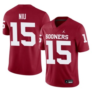 #15 NCAA OU Crimson Mens Jett Niu Jersey 591799-458