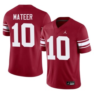 Throwback #10 Replica Crimson Men's OKLA Sooners John Mateer Jersey 448143-755