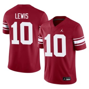 Throwback Crimson #10 Kip Lewis Men University of Oklahoma Sooners High School Jerseys 184056-925