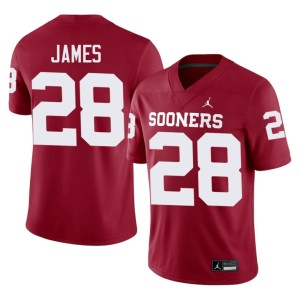 Stitched OKLA Sooners #28 Marcus James Men Crimson Jerseys 884387-215
