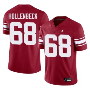 Throwback Sooners Crimson Men's University #68 Owen Hollenbeck Jerseys 116070-248