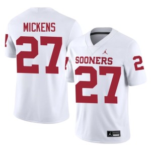 White Oklahoma Sooners Preston Mickens Football #27 Men Jersey 312535-636