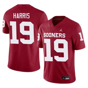 Sooner State #19 Men Crimson Football Brian Harris Jersey 909643-385