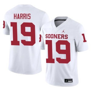 White Replica #19 Brian Harris University of Oklahoma Sooners Mens Jerseys 474480-661