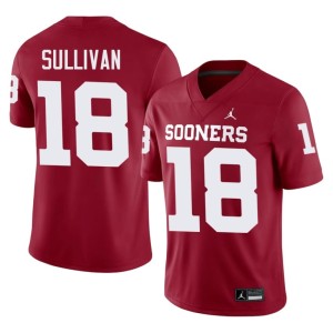 Mens Embroidery Crimson #18 Cole Sullivan Sooners Jersey 297298-534