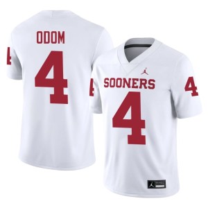 Men's Embroidery #4 Oklahoma Sooners White Daniel Odom Jerseys 222328-403