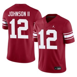 Throwback Mens College OU Sooners #12 Derrick Johnson II Crimson Jersey 213939-775