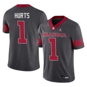 Alternate Boomer Sooner Anthracite Jalen Hurts Mens #1 Game Jerseys 147805-204
