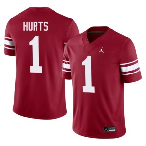Throwback Men's #1 Jalen Hurts Limited Boomer Sooner Crimson Jerseys 509046-117