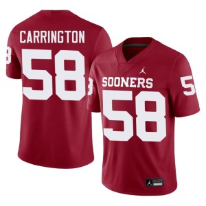 Men's Crimson #58 University of Oklahoma Sooners James Carrington Embroidery Jerseys 901595-592