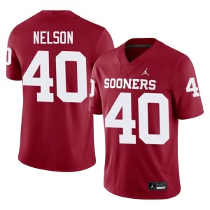#40 University of Oklahoma Sooners Embroidery Men's Crimson Matthew Nelson Jerseys 636449-574