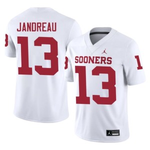 White #13 Niko Jandreau Mens University of Oklahoma Sooners NCAA Jersey 417023-824