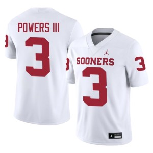 Reggie Powers III Men #3 White Game OU Sooners Jerseys 564120-766
