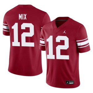 Throwback OU Sooners Embroidery Ryder Mix Men's Crimson #12 Jerseys 826017-639