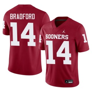 Men's #14 Crimson Game Sam Bradford OKLA Jersey 149929-554
