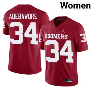 Adepoju Adebawore #34 Crimson Women's 2026-27 Oklahoma Sooners Jerseys 953871-470