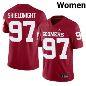 Women's #97 Boomer Sooner Official Crimson Alex Shieldnight Jerseys 531695-351