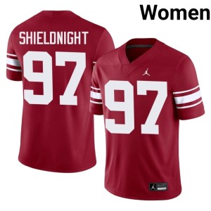 Throwback NCAA Women Crimson OU Sooners #97 Alex Shieldnight Jerseys 664252-966