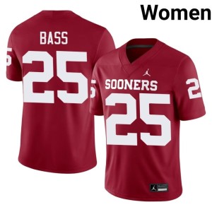 Crimson Oklahoma Sooners Andy Bass #25 Game Women's Jersey 956039-394