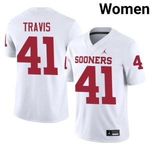 #41 Football Barrett Travis Women White Oklahoma Sooners Jerseys 830419-103