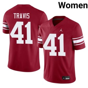 Throwback Barrett Travis Crimson #41 Women's Player Boomer Sooner Jersey 954053-641