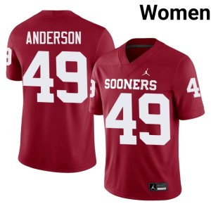 Oklahoma Ben Anderson #49 Football Crimson Women Jersey 636915-314