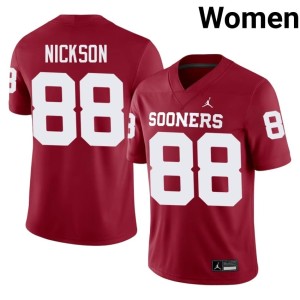 University of Oklahoma Sooners CJ Nickson Crimson Womens Official #88 Jerseys 970994-346