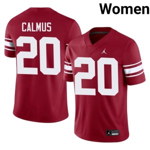 Throwback Crimson Casen Calmus #20 Oklahoma Sooners Women's Replica Jersey 217222-111
