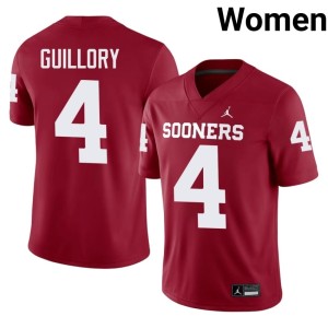 Courtland Guillory Game University of Oklahoma Sooners #4 Womens Crimson Jerseys 883739-324