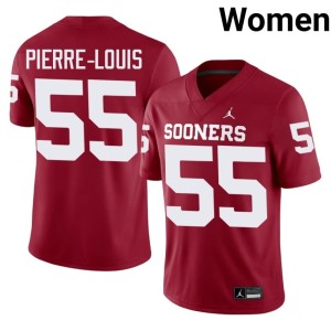 Player #55 OKLA Sooners Eddy Pierre-Louis Crimson Womens Jerseys 946552-119