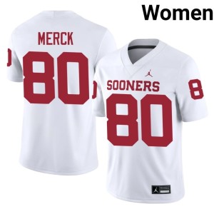 White Football Eli Merck #80 Women OU Sooners Jerseys 108501-600