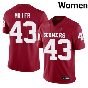 Crimson Grayson Miller OU Sooners #43 Official Women Jersey 146695-110