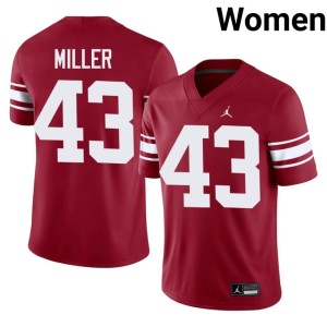Throwback Grayson Miller #43 OKLA Sooners Replica Women's Crimson Jerseys 257547-617