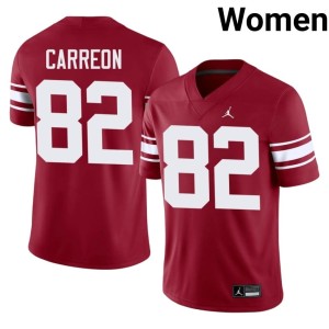 Throwback Crimson Replica Womens #82 Oklahoma Sooners Ivan Carreon Jersey 735387-968