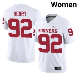 Women's White 2026-27 #92 University of Oklahoma Sooners Jacob Henry Jerseys 971473-317