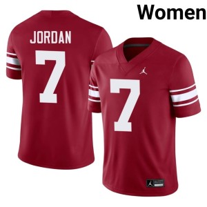 Throwback Crimson Women's Jacob Jordan #7 College University of Oklahoma Sooners Jersey 809150-658