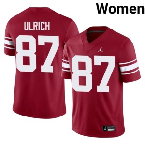 Throwback Jacob Ulrich Crimson OKLA 2026 #87 Women Jersey 454811-175