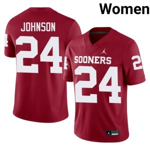 University of Oklahoma Sooners Womens Jacobe Johnson #24 Crimson Official Jersey 627538-657