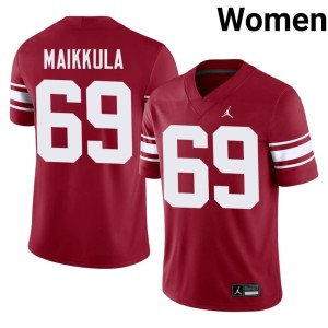 Throwback #69 OKLA Crimson Women Jake Maikkula College Jersey 207194-132